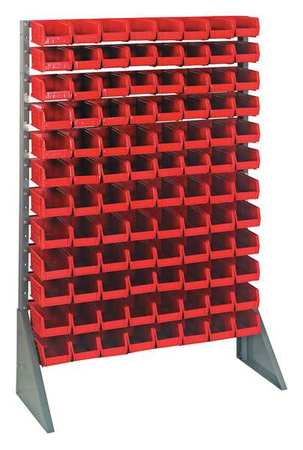 QUANTUM STORAGE SYSTEMS Steel Bin Rail Floor Rack, 15 in W x 36 in D x 54 in H, Red QRU-12S-210-96RD