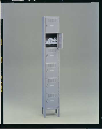 Tennsco Box Locker, 12 in W, 15 in D, 78 in H, (1) Wide, (6) Openings, Sand BK6-121512-1SD