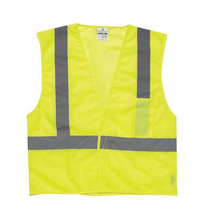 Kishigo 2XL Class 2 High Visibility Vest, Lime 1083-2X