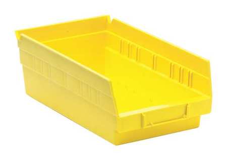 QUANTUM STORAGE SYSTEMS 50 lb Shelf Storage Bin, Polypropylene, 6 5/8 in W, 4 in H, 11 5/8 in L, Yellow QSB102YL