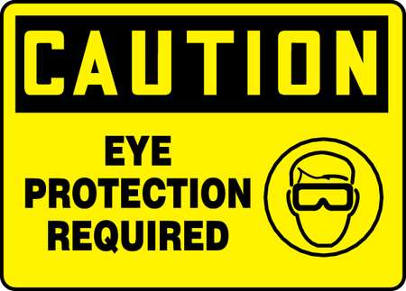 Accuform Caution Sign, 7 in Height, 10 in Width, Vinyl, Vertical Rectangle, English MPPE795VS