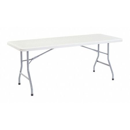 National Public Seating Rectangle Folding Table, 30" W, 72" L, 29-1/2" H, Blow-molded plastic Top, Speckled Gray BT-3072