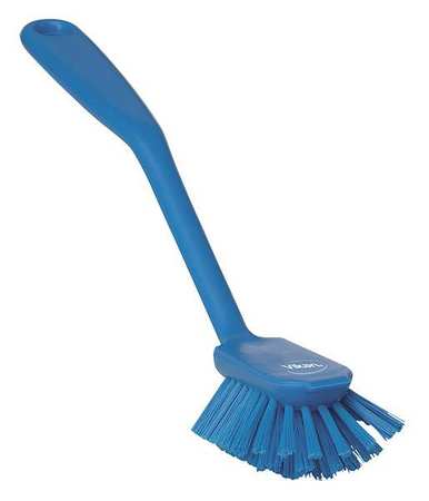 Remco 2 25/64 in W Dish Brush, Medium, 8 in L Handle, 3 1/8 in L Brush, Blue, Plastic 42373