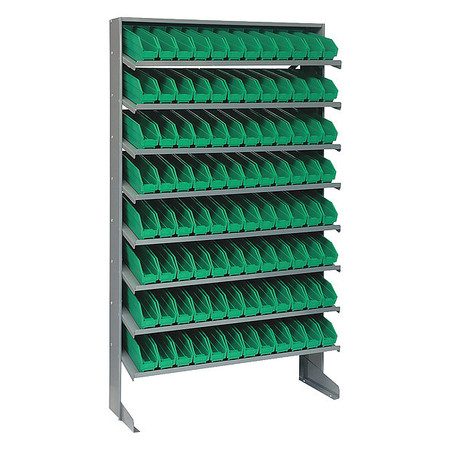 QUANTUM STORAGE SYSTEMS Steel Pick Rack, 36 in W x 60 in H x 12 in D, 8 Shelves, Green QPRS-100GN