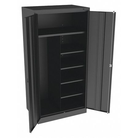 TENNSCO 24 ga. Carbon Steel Storage Cabinet, 36 in W, 72 in H, Stationary 7220 BLACK