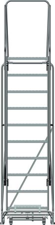 Ballymore 133 in H Steel Rolling Ladder, 10 Steps, 450 lb Load Capacity 103228XSU