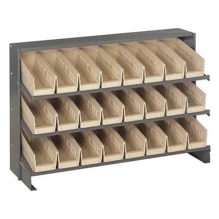 QUANTUM STORAGE SYSTEMS Steel Bench Pick Rack, 36 in W x 21 in H x 12 in D, 3 Shelves, Ivory QPRHA-101IV