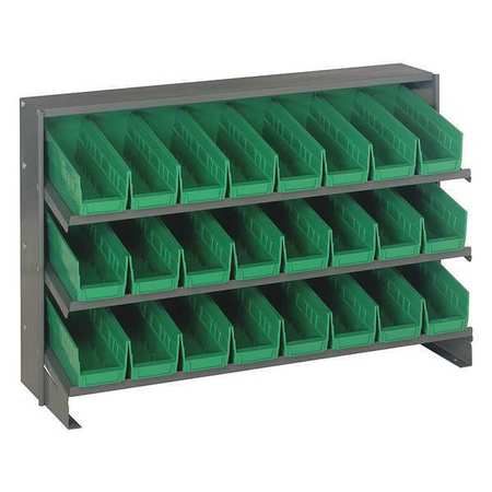 QUANTUM STORAGE SYSTEMS Steel Bench Pick Rack, 36 in W x 21 in H x 12 in D, 3 Shelves, Green QPRHA-101GN