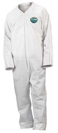 Lakeland Collared Disposable Coveralls, Xl, 25 PK, White, SBPP with Laminated Microporous Film, Zipper CTL412-XL