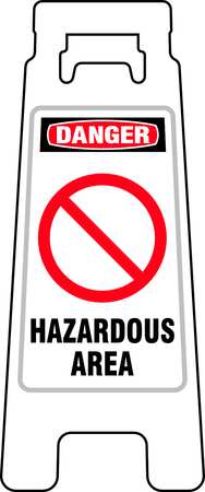 Safety Sign Two Sided Floor Stand Sign, 24 3/8 in Height, Plastic 28956