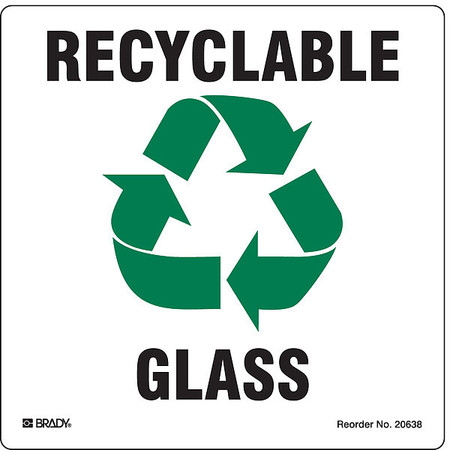 BRADY Recycling Label, Recycling Glass, PK5 20638FLS