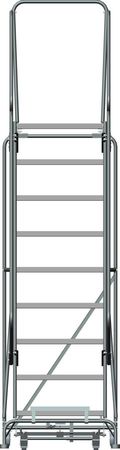 Ballymore 123 in H Steel Rolling Ladder, 9 Steps, 450 lb Load Capacity 093214R