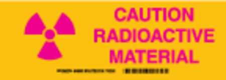 BRADY Caution Radiation Sign, 3 1/2 in Height, 10 in Width, Aluminum, Rectangle, English 46849