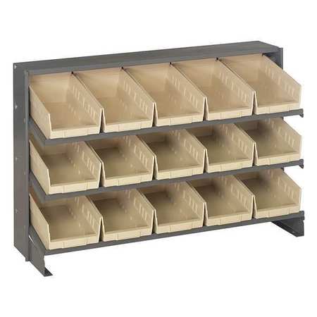 QUANTUM STORAGE SYSTEMS Steel Bench Pick Rack, 36 in W x 21 in H x 12 in D, 3 Shelves, Ivory QPRHA-102IV