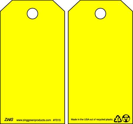 ZING Danger Tag, 5-3/4 x 3 In, Yel, Plstc, PK10 7015