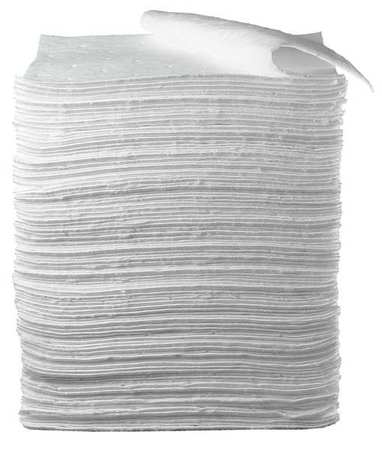 3M Absorbent Pad, 37 gal, 17 in x 19 in, Oil-Based Liquids, White, Polyester, Polypropylene HP-156