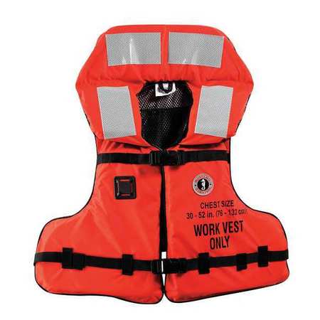 MUSTANG SURVIVAL Work Vest, Mesh (Lining), Universal, Orange MV3192-2-0-216