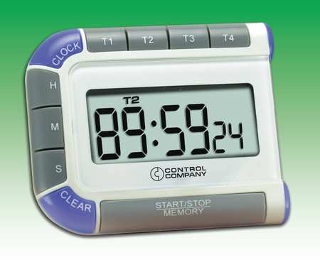 TRACEABLE Digital Timer, 3/4 In. LCD, 4 channels 7074