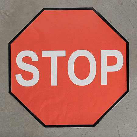 SHIELDMARK Floor Stop Sign, 16 in H, 16 in W, Heavy Duty Industrial Grade Composite, Octagon, English, STP16 STP16