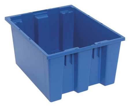 QUANTUM STORAGE SYSTEMS Stack & Nest Container, Blue, Polyethylene, 19 1/2 in L, 15 1/2 in W, 10 in H SNT190BL