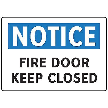 ELECTROMARK Fire Door Sign, 7 in Height, 10 in Width, Polyester, English S196FF