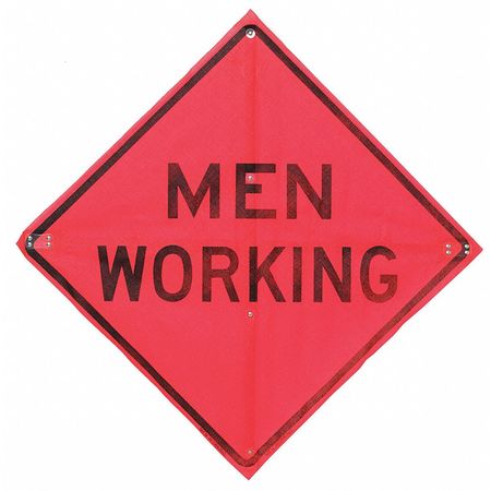 EASTERN METAL SIGNS AND SAFETY Men Working Traffic Sign, 36 in Height, 36 in Width, Polyester, PVC, Diamond, English C/36-EMO-3FH-HD MEN WORKING