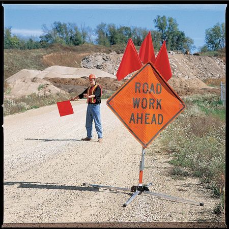 Eastern Metal Signs And Safety Utility Work Ahead Traffic Sign, 36 in Height, 36 in Width, Polyester, PVC, Diamond, English C/36-EMO-3FH-HD UTILITY WORK AHEAD
