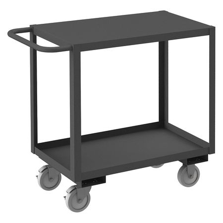 Zoro Select Utility Cart with Lipped & Flush Metal Shelves, Steel, Flat, 2 Shelves, 1,200 lb RSC-183235-2-TLD-95