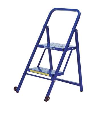 BALLYMORE 36 in H Steel Folding Rolling Ladder, 2 Steps, 300 lb Load Capacity TL218P