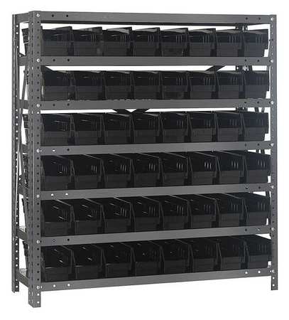QUANTUM STORAGE SYSTEMS Steel Bin Shelving, 36 in W x 39 in H x 12 in D, 7 Shelves, Black 1239-101BK