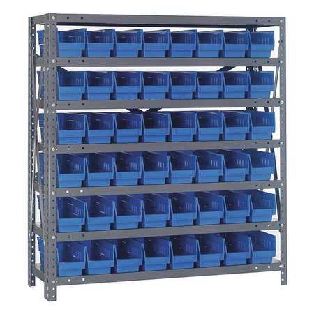 QUANTUM STORAGE SYSTEMS Steel Bin Shelving, 36 in W x 39 in H x 18 in D, 7 Shelves, Blue 1839-103BL