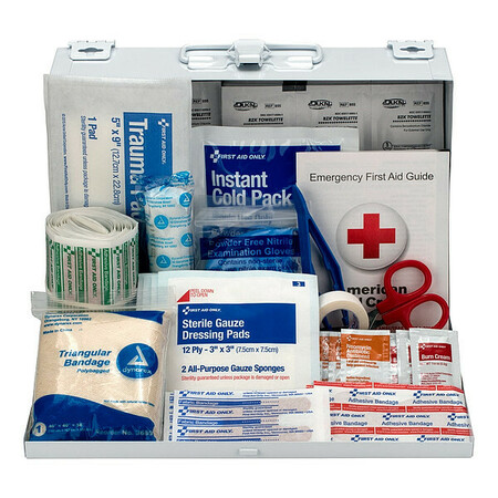 FIRST AID ONLY Contractor's First Aid Kit, Serves 25 People, 179 Components, Metal Case 9302-25M