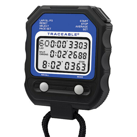 TRACEABLE Stopwatch, Count Down/Up, 10 hrs, LCD 9876602