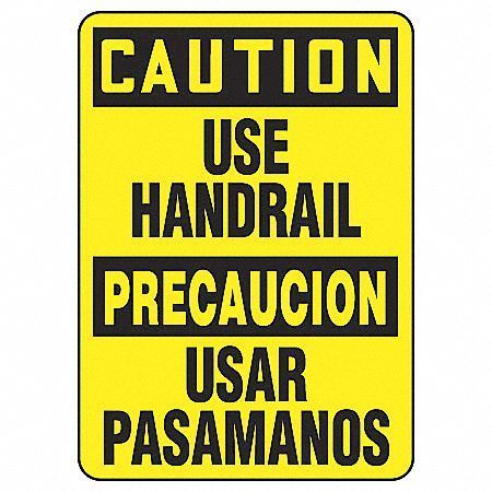 ACCUFORM Spanish-Bilingual Caution Sign, 14" H, 10" W, Vinyl, Rectangle, English, Spanish, SBMSTF660VS SBMSTF660VS