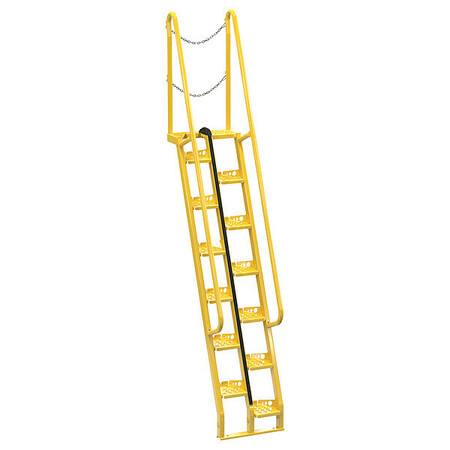 VESTIL 137 3/4 in Alternating Tread Stairs, Steel, 11 Steps, 350 lb Load Capacity ATS-8-68