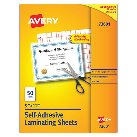 AVERY DENNISON Laminate Sheet, 9 x 12, PK50 73601