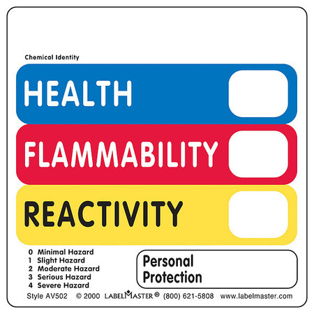 LABELMASTER Hazcom Label, 4inx4in, Vinyl, 500 Labels AV502