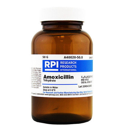 RPI Amoxicillin, Trihydrate, 50g A40020-50.0