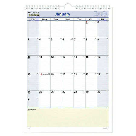 AT-A-GLANCE 12 x 17" Wirebound Monthly Wall Calendar PM52-28