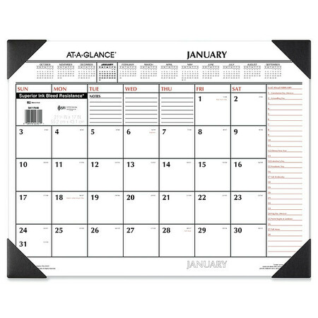 AT-A-GLANCE 22 x 17" Two-Color Monthly Desk Pad Calendar, White AAGSK117000