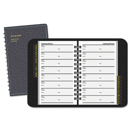 At-A-Glance Black Telephone/Address Book, 4-7/8" x 8" 80-011-05