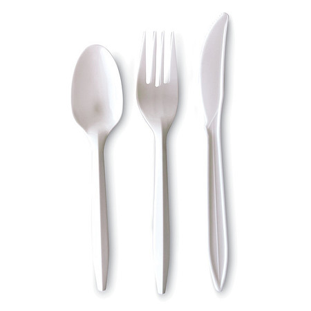 ZORO SELECT Disposable Cutlery Set, White, PK250 V02357