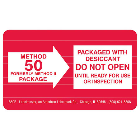 LABELMASTER Method 50 Label, 2-1/2"W x 1-1/2"H, Paper B50R