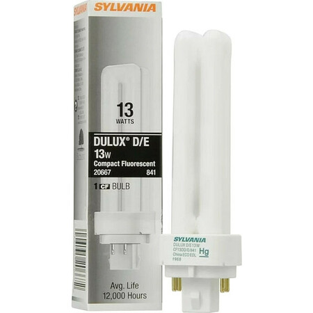 Sylvania Plug-In CFL Bulb, 13W, 900 lm, 4100K CF13DD/E/841/ECO
