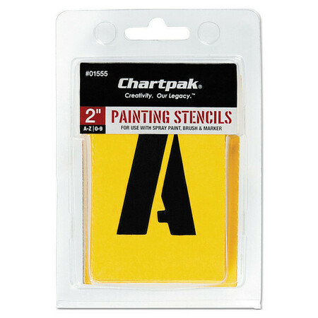 CHARTPAK Stencils, Gothic, 2", Letters/Numbers, PK35 01555