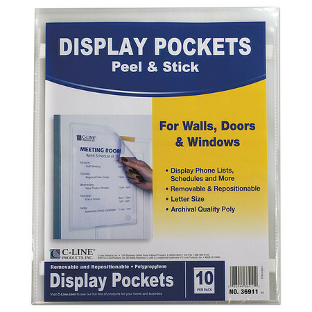 C-LINE PRODUCTS Display Pockets, 8.5x11", PK10 36911