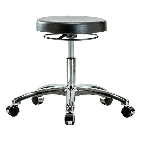 BLUE RIDGE ERGONOMICS Poly Desk Stool, Chrome, Casters, Class 10 BR-CLR-PDHSO-CR-CC