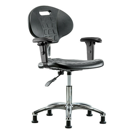 BLUE RIDGE ERGONOMICS Vinyl Desk Chair, 16-1/2" to 21-3/4", Adjustable Arms, Black BR-CLR-TPDHCH-CR-A1-RG-BLK