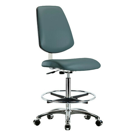 BLUE RIDGE ERGONOMICS Vin Hi Ben Chair w/ Med Bk Cast Blu CL10 BR-CLR-VHBCH-MB-CR-CF-CC-8546