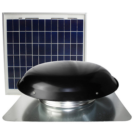 Maxx Air 433 CFM Solar Powered Roof Mount Power Attic Ventilator with Panel in Black CXSOLRFBLKUPS